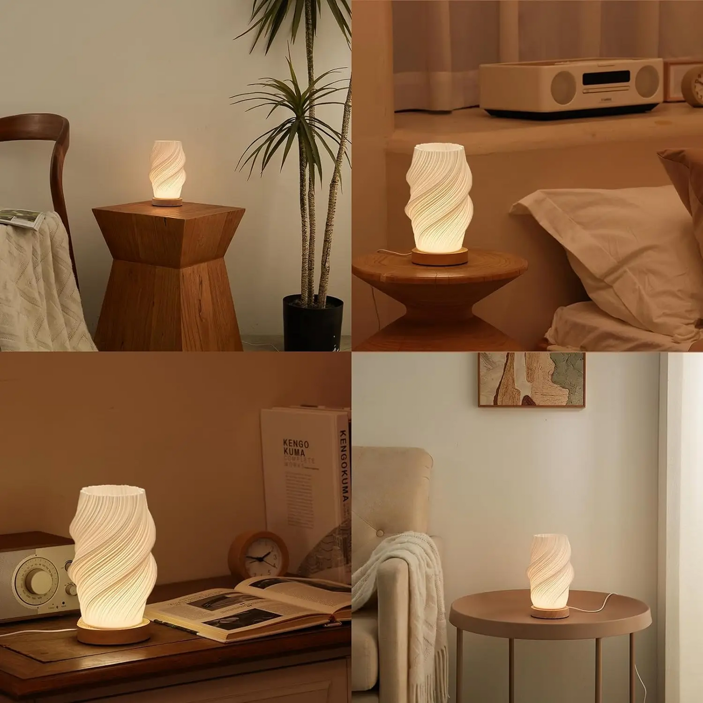 Modern Spiral Glow Table Lamp – Elegant LED Bedside Ambient Light ✨