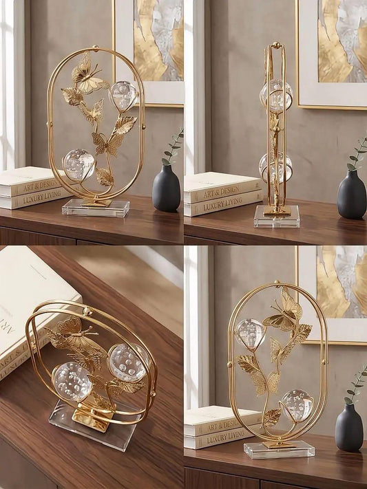 Luxury Gold Butterfly Crystal Decorative Table Sculpture