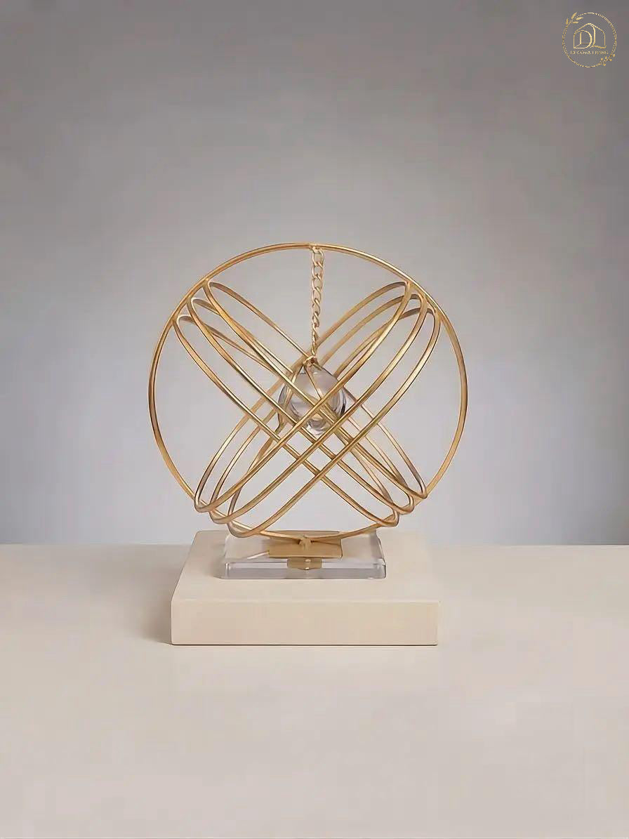Luxury Gold Orbit Crystal Decorative Table Sculpture