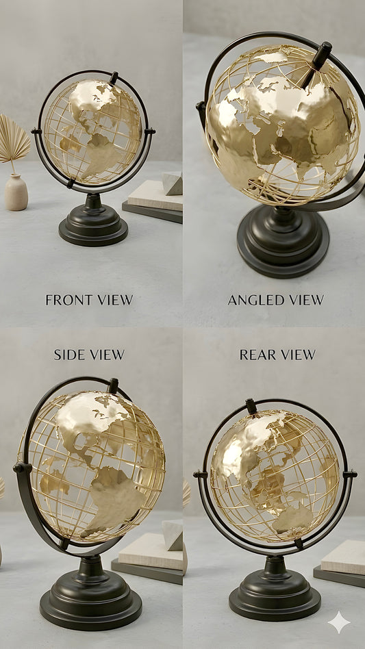 Luxury Gold World Globe – Modern Decorative Desk & Home Décor Accent