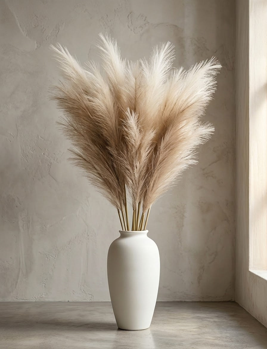 Natural Pampas Grass – Fluffy Dried Pampas Plumes for Home Decor