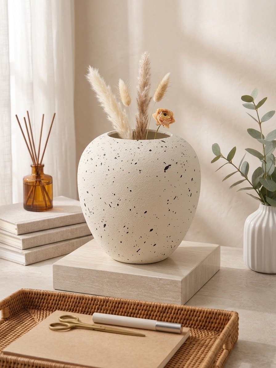 Speckled Fiber Decorative Vase | Modern Minimalist Vase