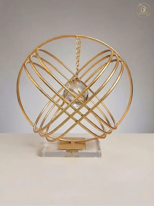 Luxury Gold Orbit Crystal Decorative Table Sculpture