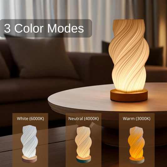 Modern Spiral Glow Table Lamp – Elegant LED Bedside Ambient Light ✨