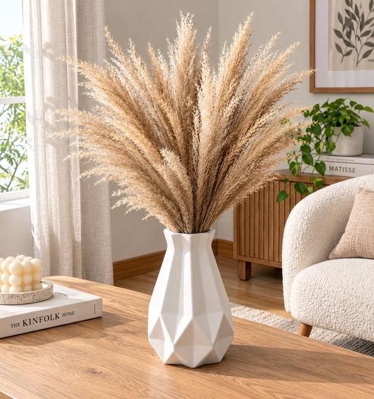 Modern White Plastic Geometric Vase Decorative Flower Pot Home Table Centerpiece