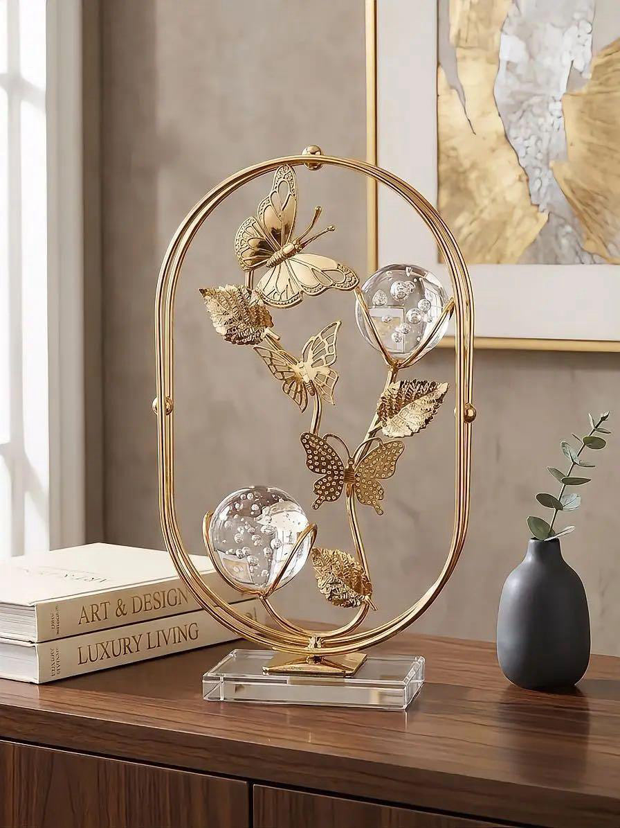 Luxury Gold Butterfly Crystal Decorative Table Sculpture