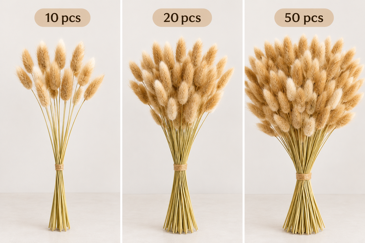 Bunny Tail Grass Dried Natural Pampas Grass Stems – Fluffy Dried Flowers for Home Decor, Wedding & Vase Arrangements