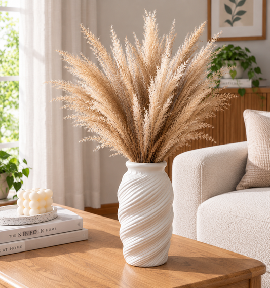 White Plastic Spiral Vase – Modern Nordic Decorative Flower Vase for Home, Living Room & Table Décor