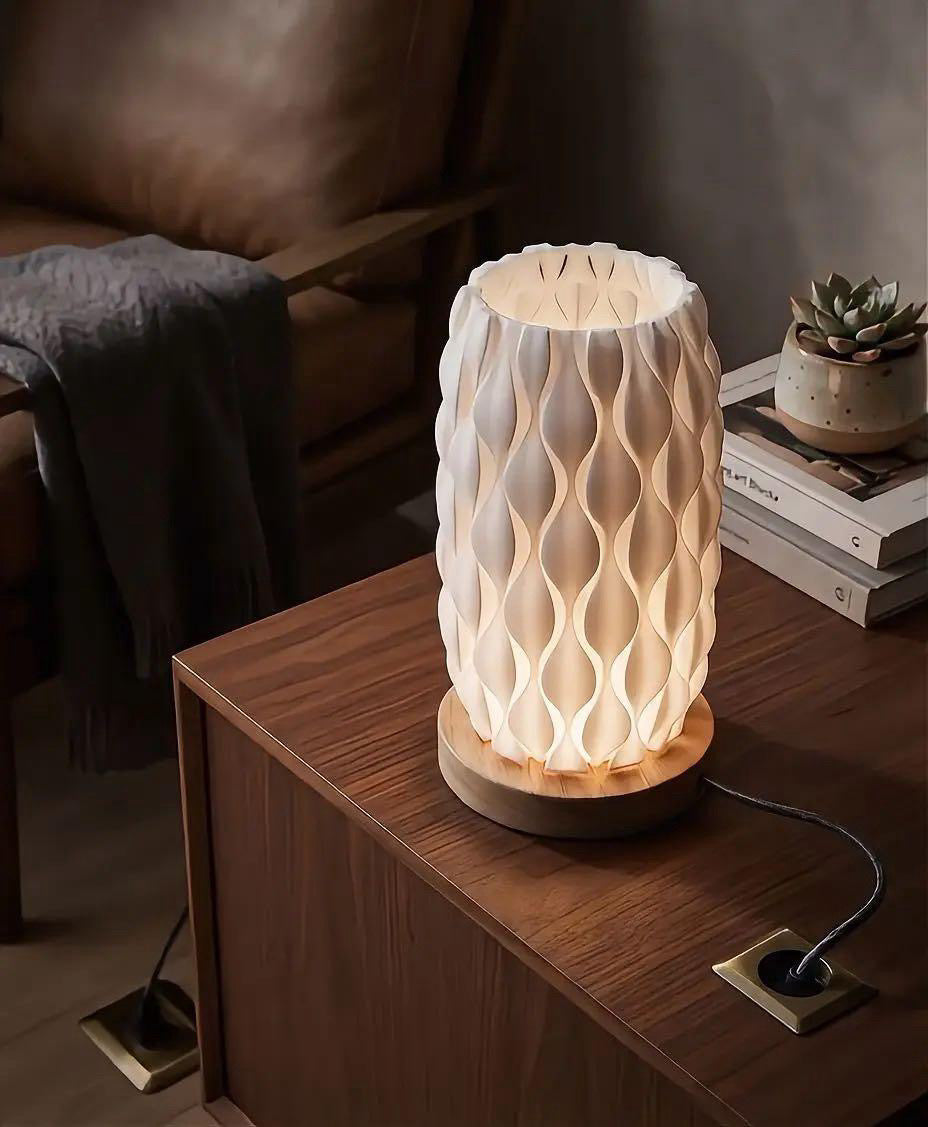 Modern Nordic Wave Table Lamp – Soft Ambient Bedside Night Light
