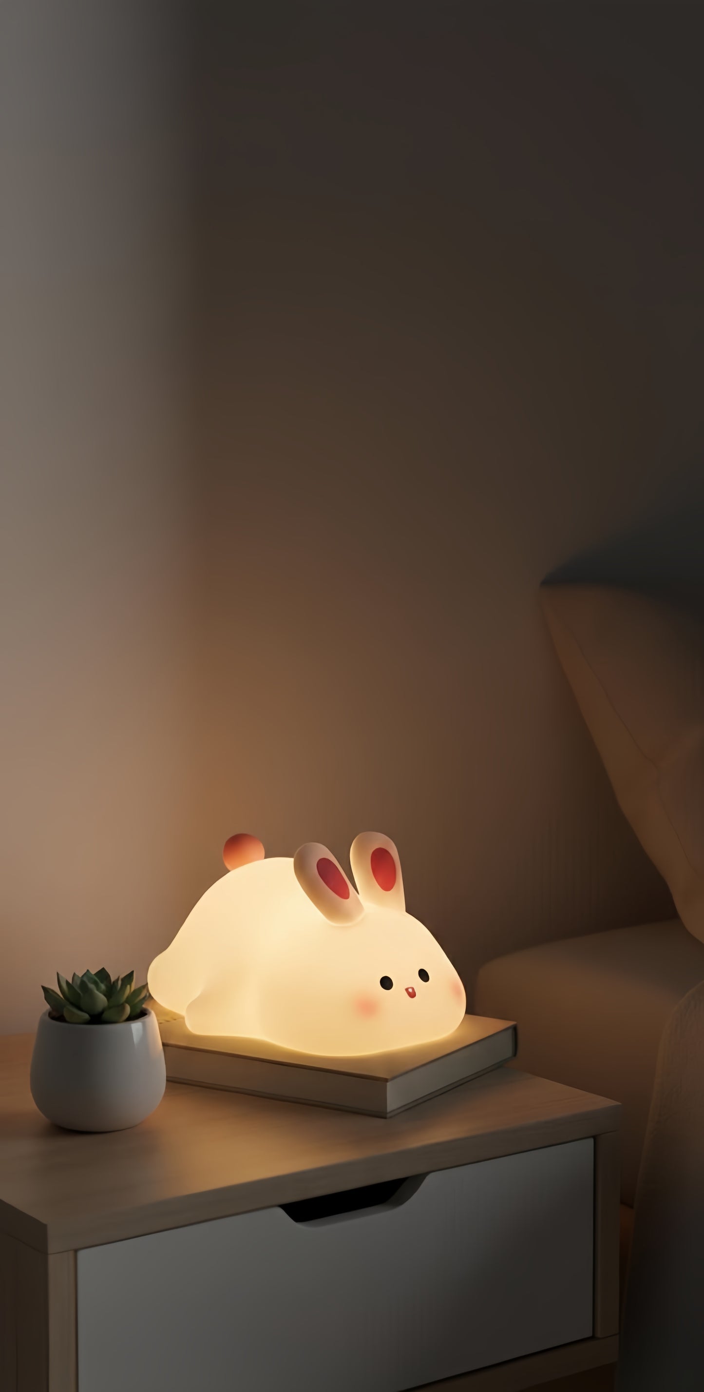 Cute Bunny LED Night Light – Rechargeable Silicone Rabbit Lamp for Kids Bedroom, Nursery & Bedside Decor