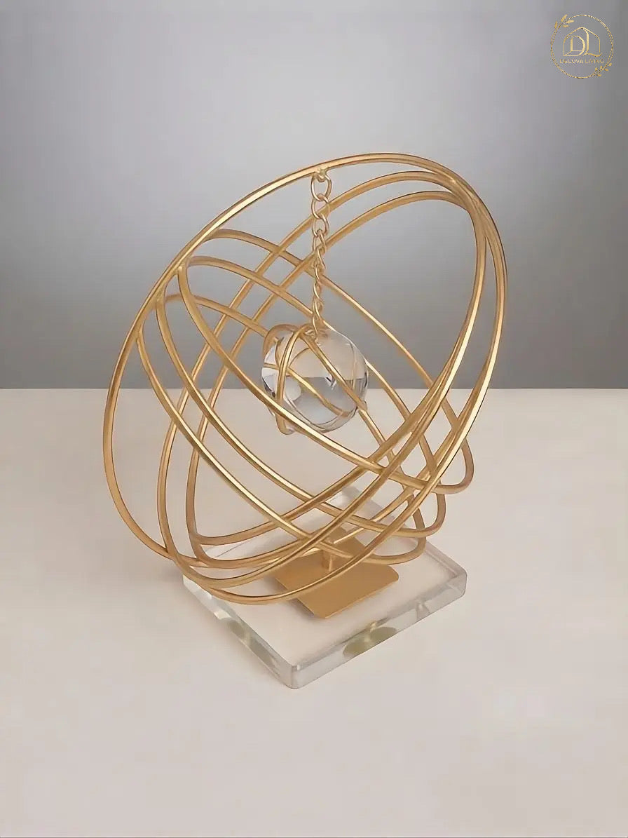 Luxury Gold Orbit Crystal Decorative Table Sculpture