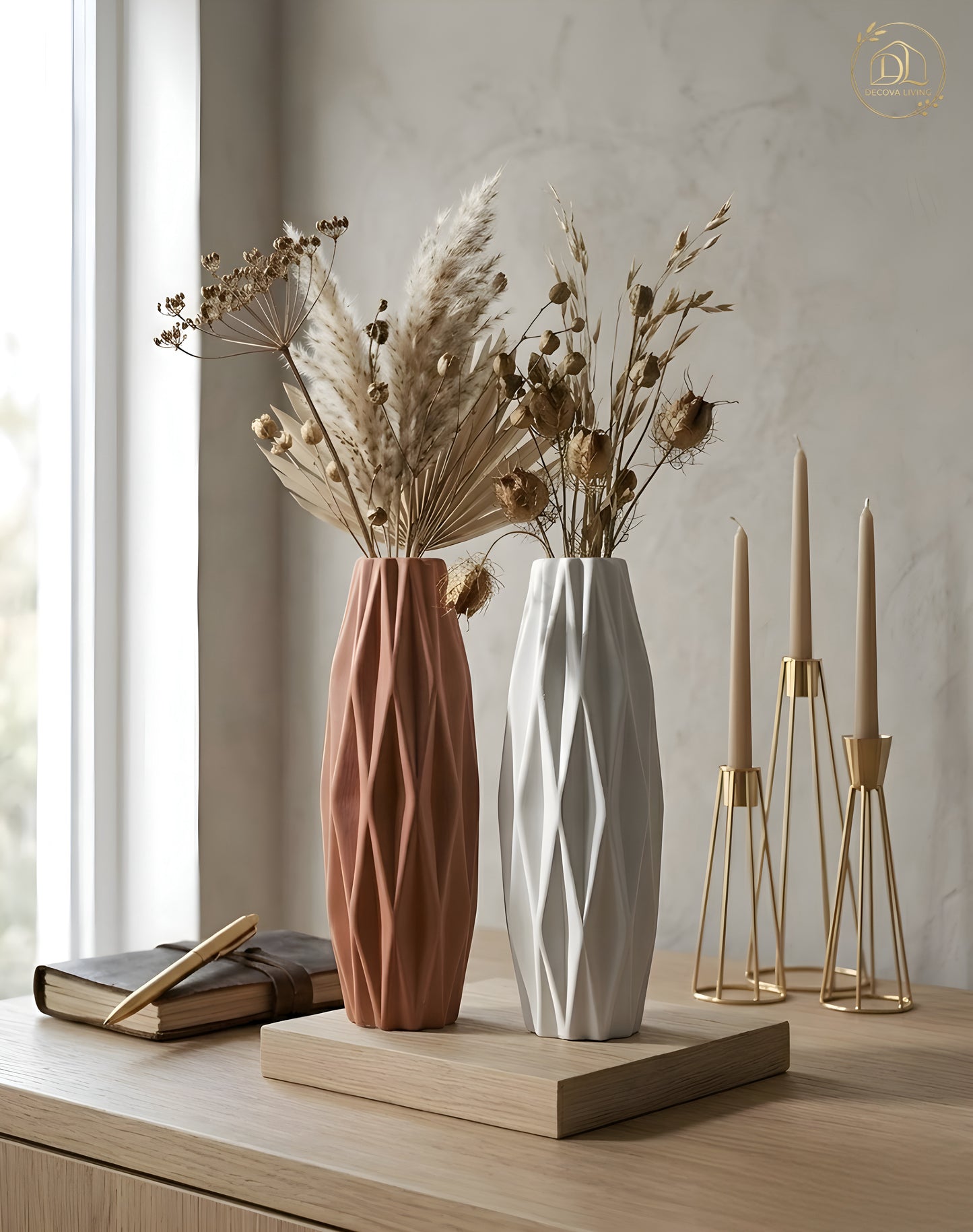 Nordic Diamond Luxe Vase – Modern Geometric Statement Décor