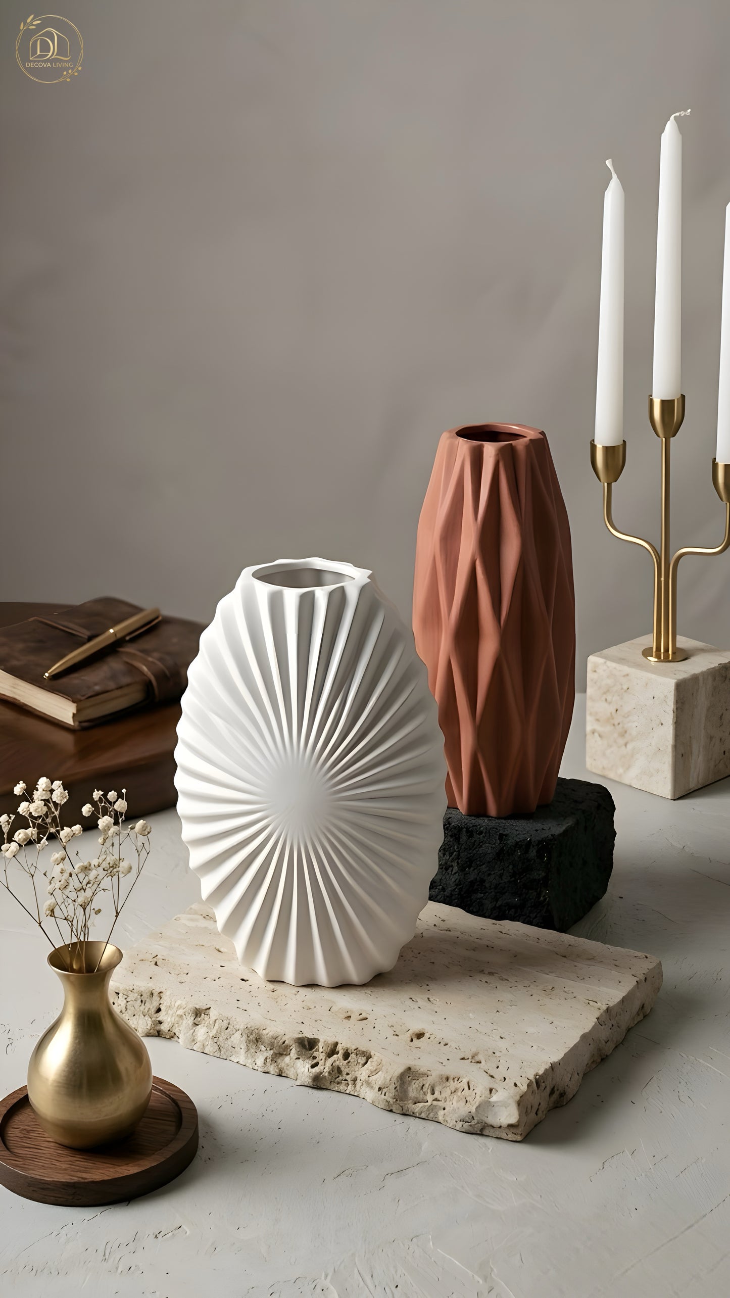Nordic Sunburst Luxe Vase – Sculpted Statement Home Décor (Lightweight & Unbreakable)