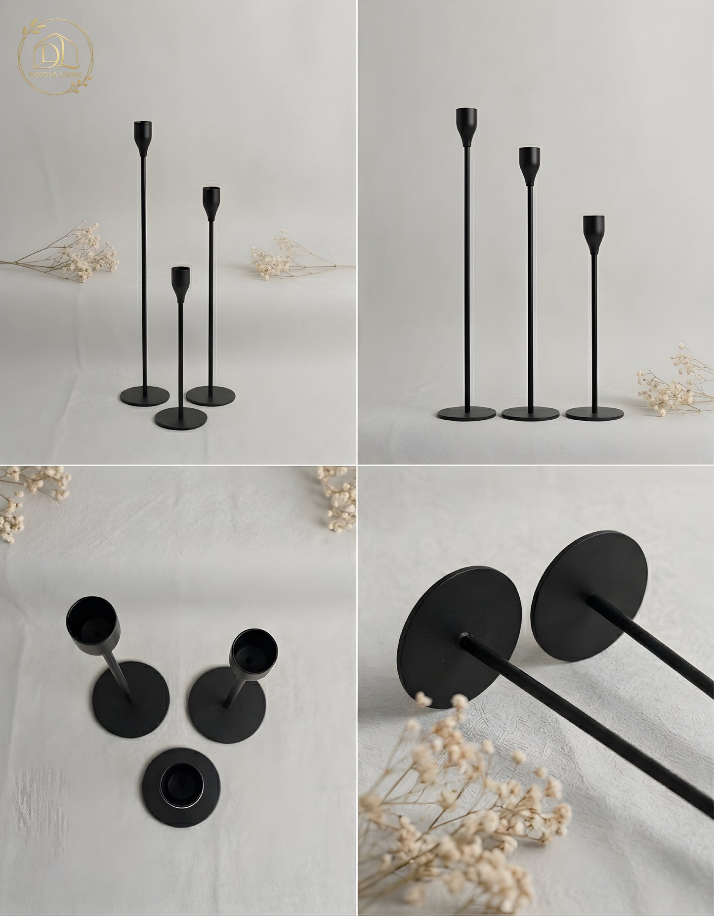Gold Metal Candle Holder Set of 3 – Modern Decorative Table Centrepiece