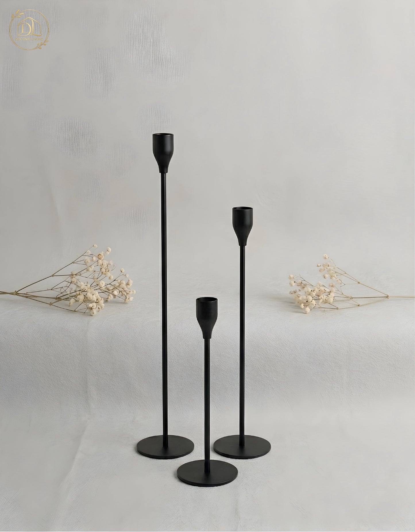 Gold Metal Candle Holder Set of 3 – Modern Decorative Table Centrepiece