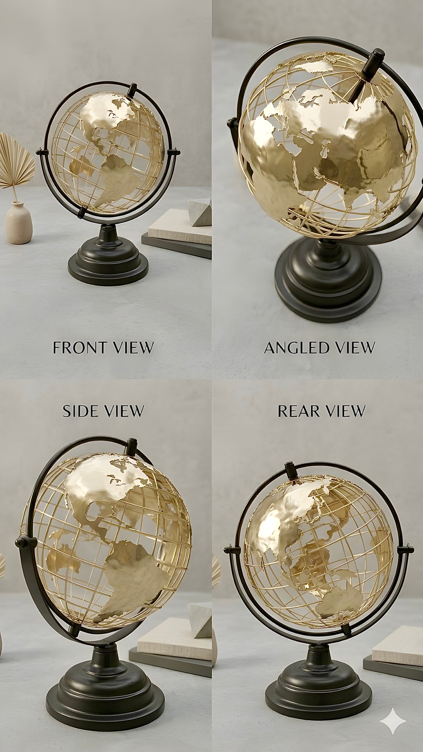 Luxury Gold World Globe – Modern Decorative Desk & Home Décor Accent