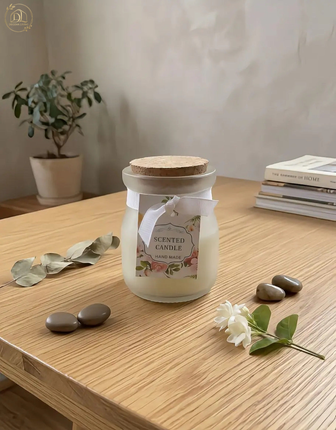 Handcrafted Scented Candle Jar – Natural Cork Lid Aromatherapy Décor
