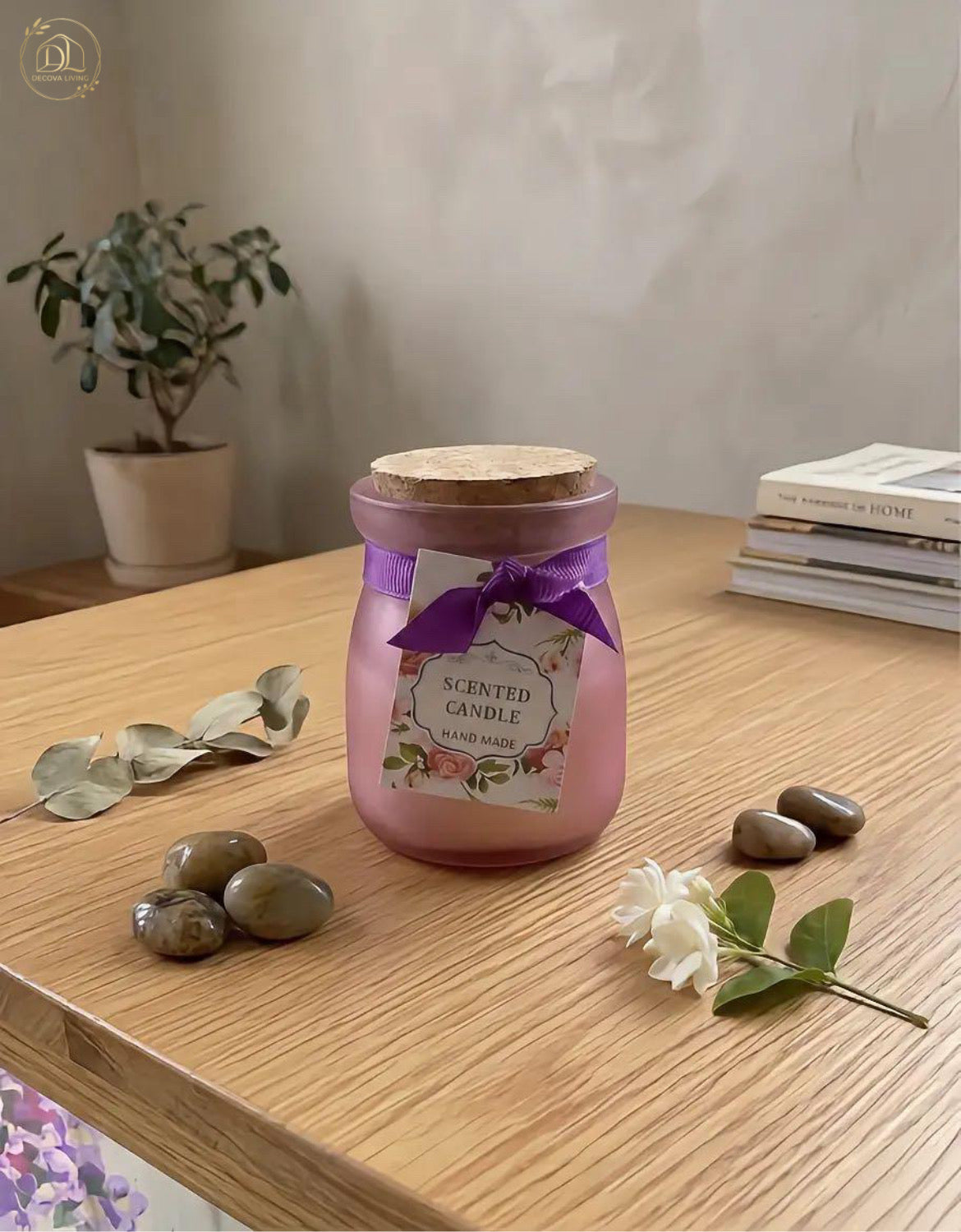 Handcrafted Scented Candle Jar – Natural Cork Lid Aromatherapy Décor