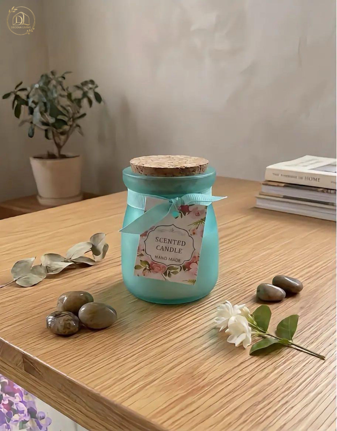 Handcrafted Scented Candle Jar – Natural Cork Lid Aromatherapy Décor