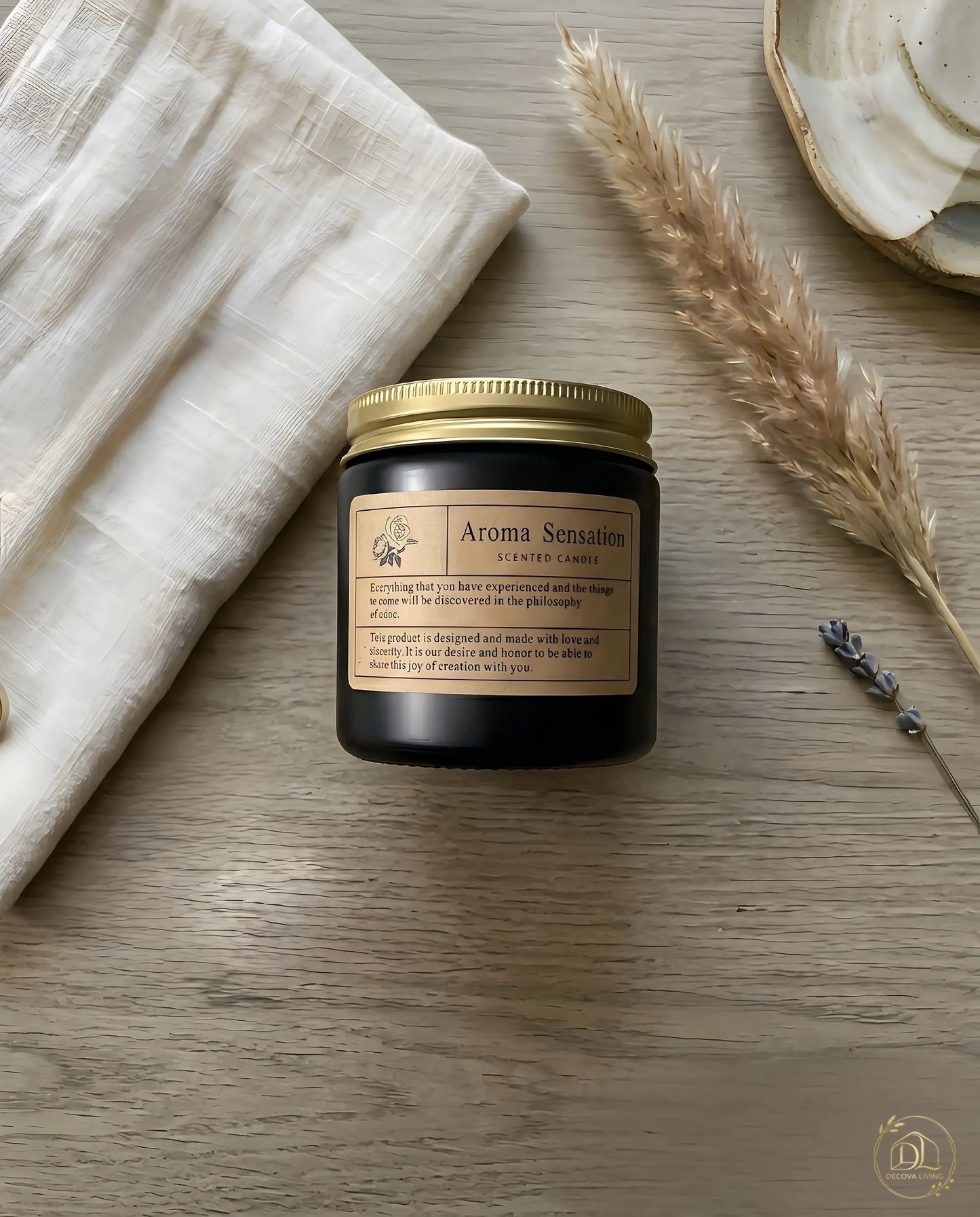 Midnight Aura Scented Candle – Luxury Aromatherapy Glass Jar with Golden Lid