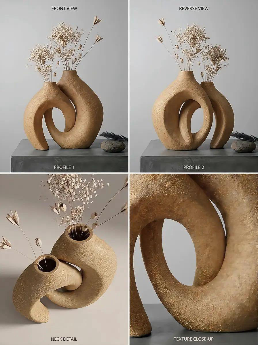 Eterna Loop Sculptural Vase Set – Modern Resin Décor