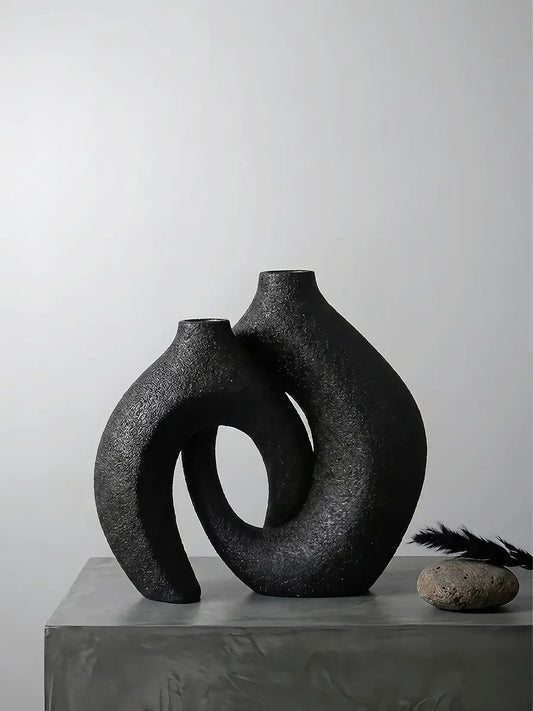 Eterna Loop Sculptural Vase Set – Modern Resin Décor