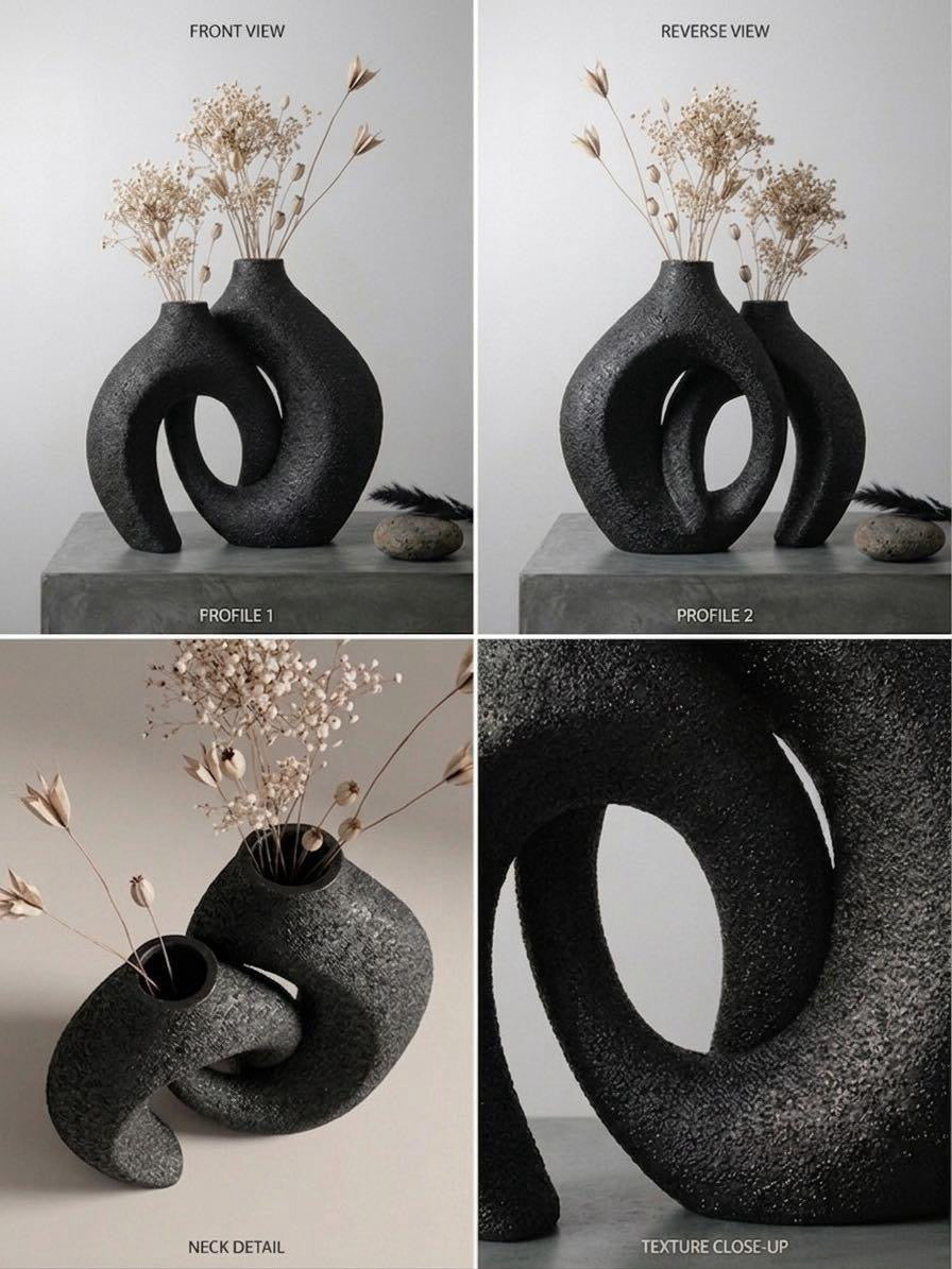 Eterna Loop Sculptural Vase Set – Modern Resin Décor
