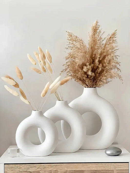 Nordic Hollow Sculptural Vase Set (Set of 3)