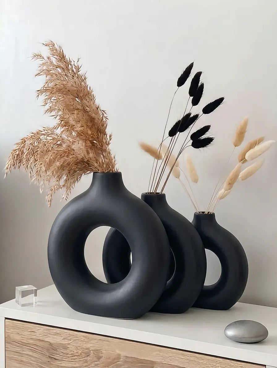 Nordic Hollow Sculptural Vase Set (Set of 3)